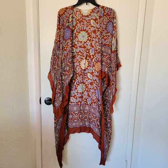 Free People Red and Purple Floral Kimono Cardigan - Picture 3 of 10